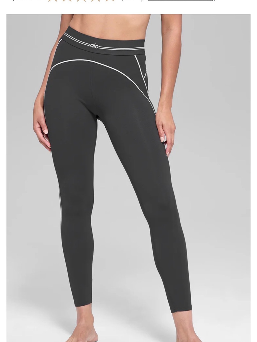 ALO Yoga Women's Black Leggings with White Piping